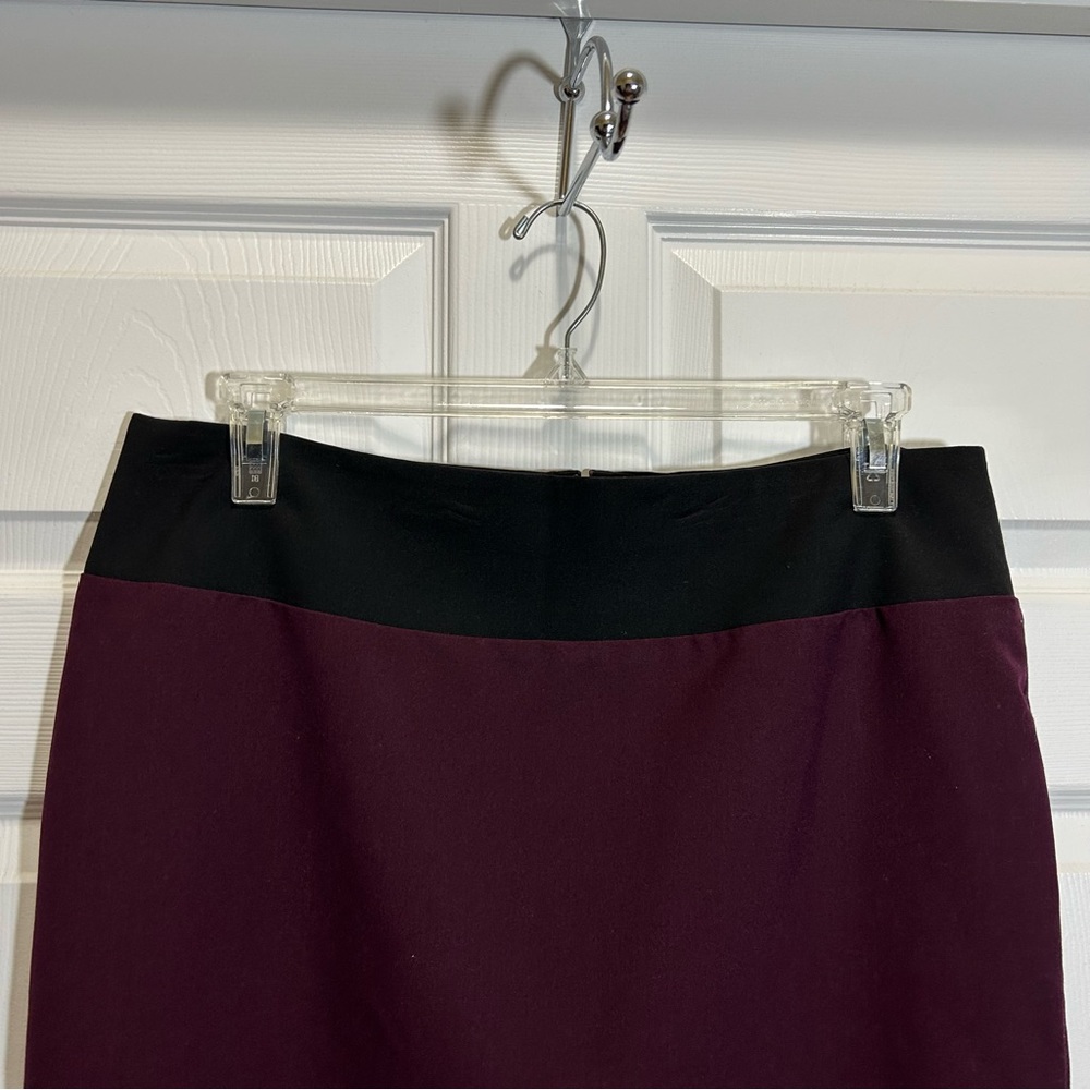 Ellen Tracy Maroon Black Waistband Skirt Size 14 - Picture 2 of 9